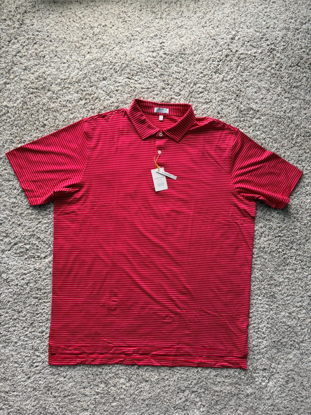 Peter Millar Red and white Striped Men’s Polo